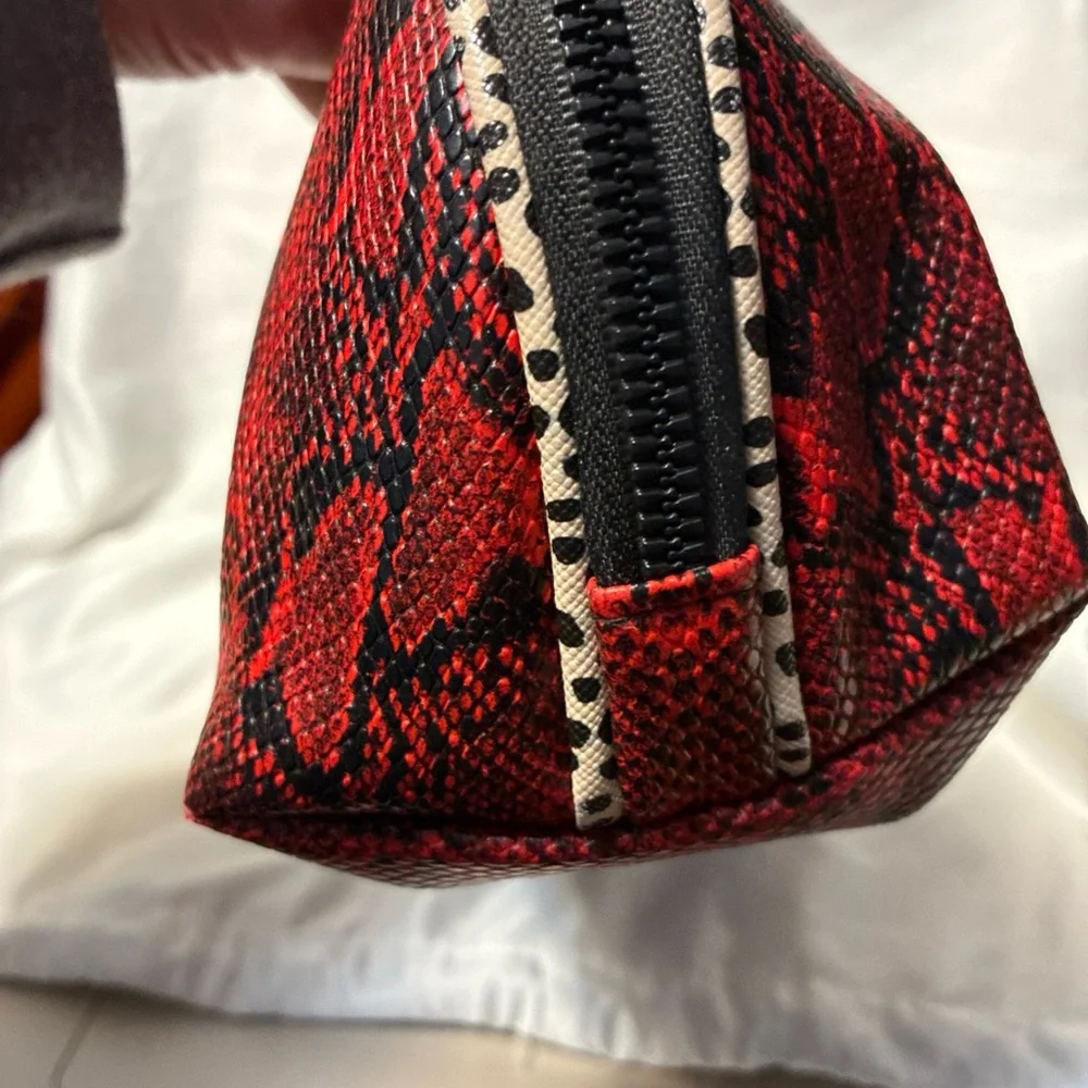 Nicole Miller Red Snake Pattern Cosmetic Bag - Picture 3 of 11